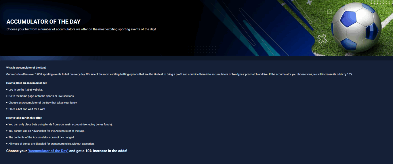 1xBet Accumulator of the Day in UK